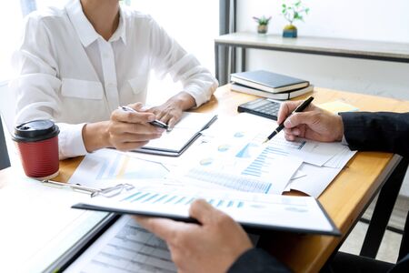 Businessman coaching office staff for business marketing planの写真素材
