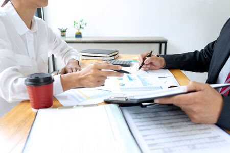 Businessman coaching office staff for business marketing planの写真素材