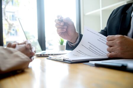 New staff candidate are in Job interview with corporate business manager in office - recruitment process conceptの写真素材