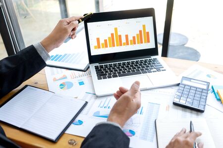 Businessman coaching office staff for business marketing planの写真素材