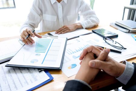 Businessman coaching office staff for business marketing planの写真素材