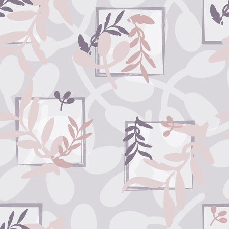 Abstract Leaves Seamless Pattern Pastel Color Background.のイラスト素材