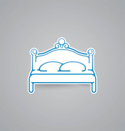 White bed icon on grey background. Vector illustration bed icon. eps10.のイラスト素材