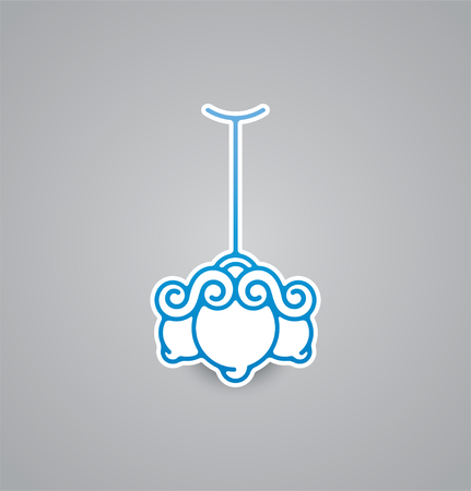 White chandelier icon on grey background. Vector illustration chandelier icon. eps10.のイラスト素材