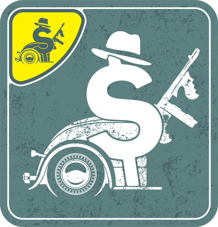 dollar icon like gangster on shabby background vector illustration.のイラスト素材