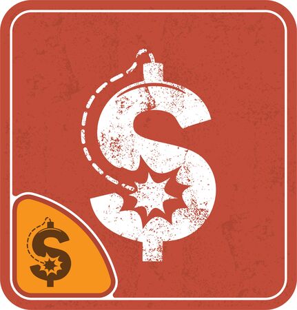 dollar icon like a bomb on red background vector illustration.のイラスト素材