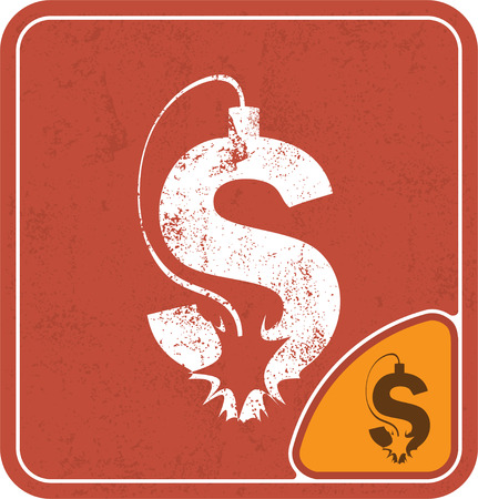 dollar icon like a bomb on red background vector illustration.のイラスト素材