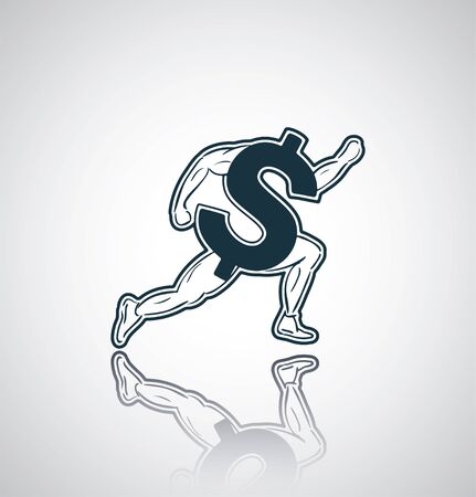 Running dollar currency sign on reflection. Eps 10.のイラスト素材