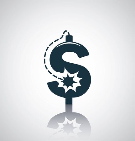 Bomb lar currency sign on reflection. Eps 10.のイラスト素材