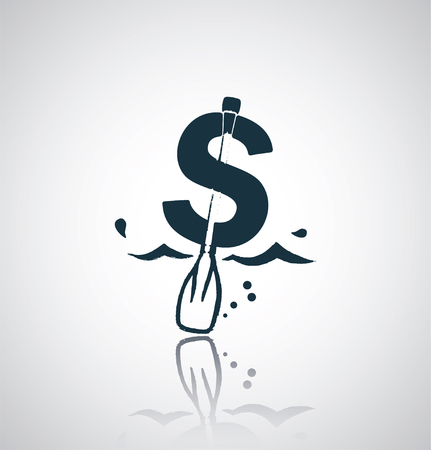 Rafting dollar currency sign on reflection. Eps 10.のイラスト素材