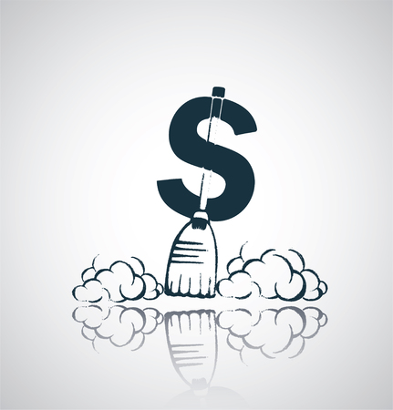 Cleanup dollar currency sign on reflection. Eps 10.のイラスト素材