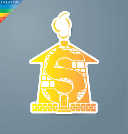 Factory dollar currency signcon reflection. Eps 10.のイラスト素材