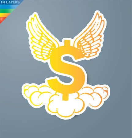 Currency sign of dollar angel form on reflection. Eps 10.のイラスト素材