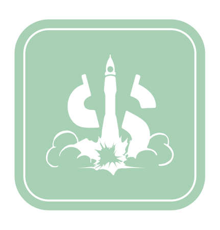 Dollar icon like space rocket on mint background vector illustration.のイラスト素材