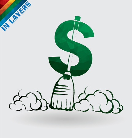 Cleanup dollar currency sign, triangle.のイラスト素材