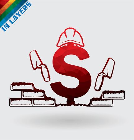 Builder dollar currency sign triangle.のイラスト素材