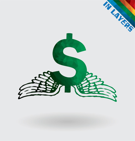 Currency sign of dollar angel form triangle.のイラスト素材