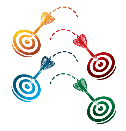Colorful darts icons on white background. isolated target icons. eps8.のイラスト素材