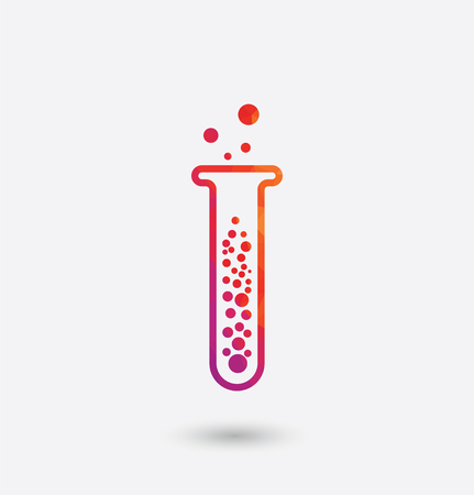 colored test tube icon on white background.のイラスト素材