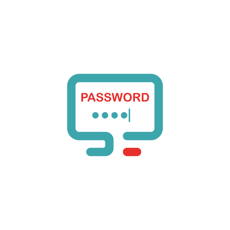 Vector illustration of PC and password protected icon.のイラスト素材