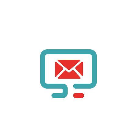 Vector illustration of PC and mail icon.のイラスト素材