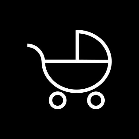 Pram icon. Web line icon on black background. Baby carriage, eps 10のイラスト素材
