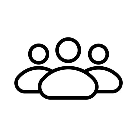 Persons outline and solid vector illustration, group isolated on white.のイラスト素材