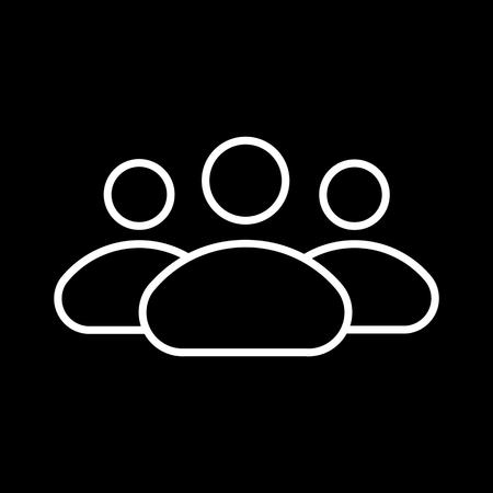 People line icon, persons outline and solid vector illustration, group isolated on black.のイラスト素材
