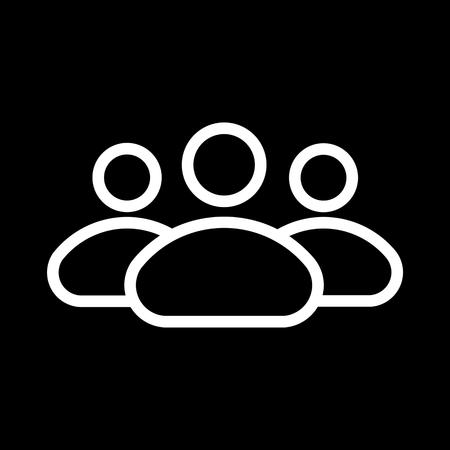 Persons outline and solid vector illustration, group isolated on black.のイラスト素材
