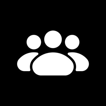 Concept of people line icon, persons outline and solid vector illustration, group isolated on black.のイラスト素材
