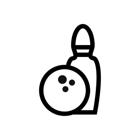Bowling ball and pin. line icon for apps and websites. Black outline vector on white background.のイラスト素材