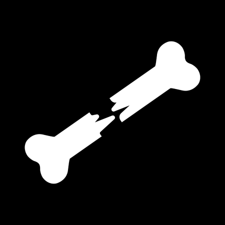 Bone fracture Icon on black background. Outline bone icon.のイラスト素材