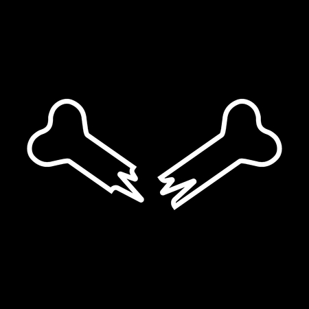 Bone fracture Icon on black background. Outline bone icon.のイラスト素材