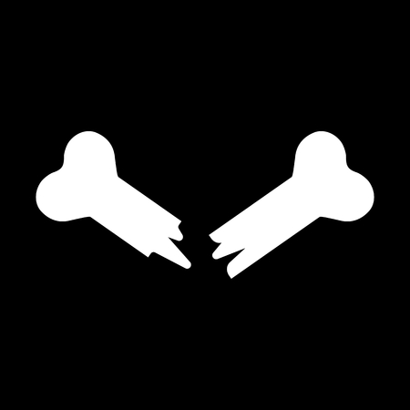 Bone fracture Icon on black background. Outline bone icon.