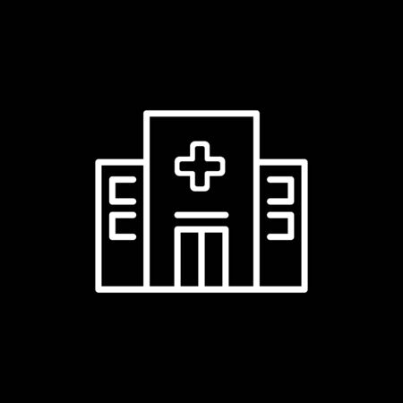 Hospital Icon isolated on black background. Modern flat pictogram, business, marketing, internet concept.のイラスト素材