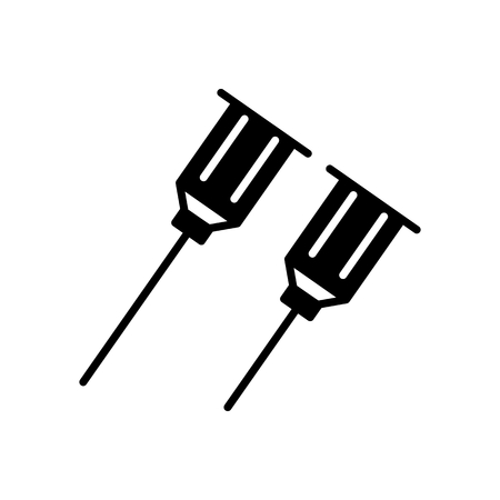 Needle icon or button in linear style. Needle vector icon isolated on white background.のイラスト素材