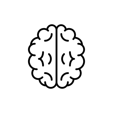 Vector outline illustration of human brain on white backgroundのイラスト素材