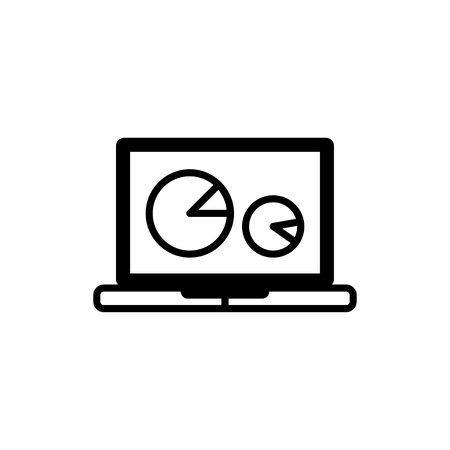 Laptop PC and diagram icon, analytic process on computer.のイラスト素材