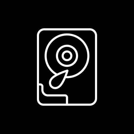 Hard disk line icon. Isolated on black background.のイラスト素材