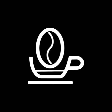 Vector coffee cup and coffee grain inside on black background.のイラスト素材