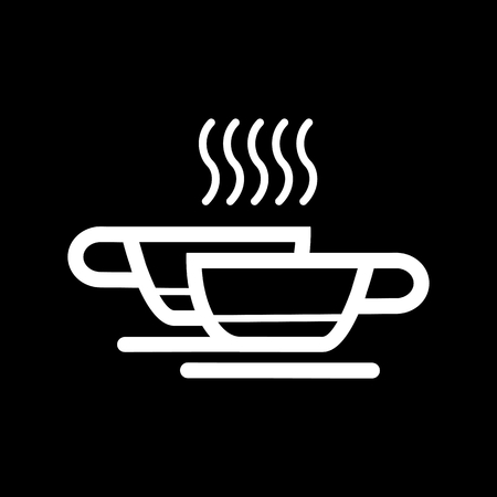 Two coffee cups with hot drink. vector icon.のイラスト素材
