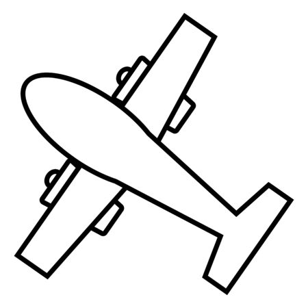 line plane icon on white background. outline vector iconのイラスト素材
