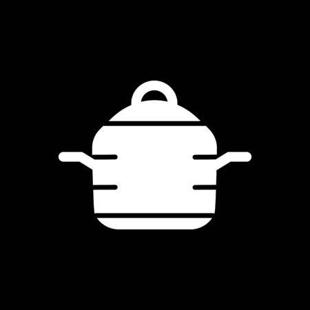 Web line icon. Pan, saucepan vector isolated on black.のイラスト素材