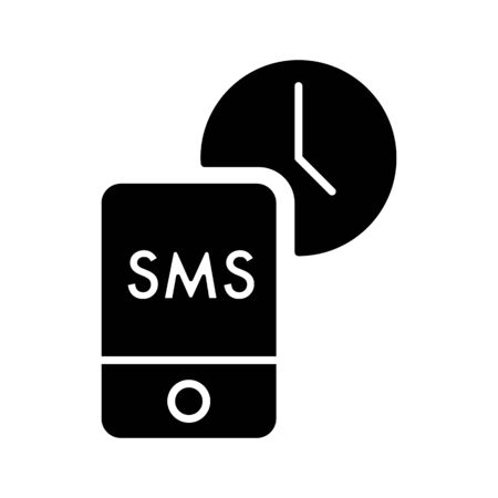 Message Time vector icon. Style is line symbol, black color.のイラスト素材