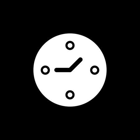 Clock vector icon. Line style on black backgroundのイラスト素材