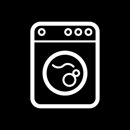 Washing machine icon. Home appliances symbol. Flat sign on black background. Vectorのイラスト素材