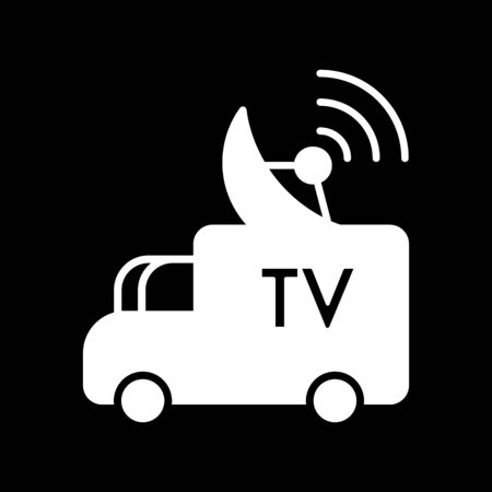 Sputnik antenna icon. Satellite symbol isolated on black.のイラスト素材