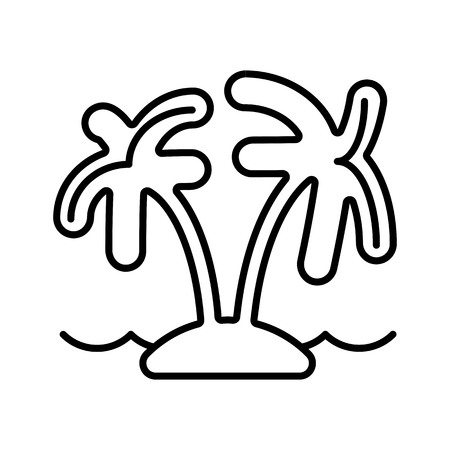 vector single palm tree silhouette icon isolatedのイラスト素材