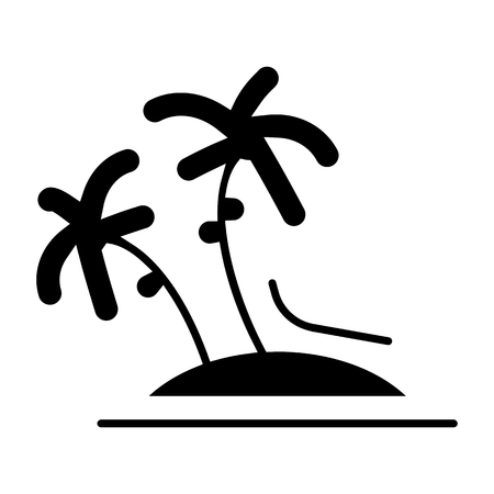 Vector single palm tree silhouette icon isolatedのイラスト素材