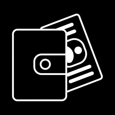 Purse icon vector. Money sign Isolated on black.のイラスト素材